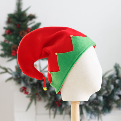 Christmas Elf Hat Red Green Felt Bell Holiday Party Headwear